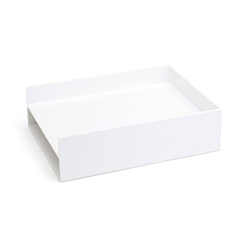 Poppin Stackable Letter Tray (2 Pack) - Modular Lacquer Desk Trays for Office Organization, Color-Coordinated Office Supplies for Desk, Paper Trays (White, 2pk Letter Tray) - color: White, size: 12.5" x 9.8" x 1.8"