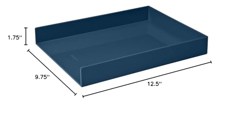 Poppin Stackable Front Loading Letter Tray, Blue, Rectangular - color: Slate Blue, size: 12.5" x 9.8" x 1.8"