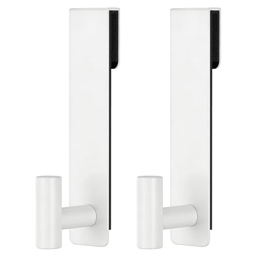 PMMASTO Shower Door Hooks, (7.5 Inch) Extended Towel Hooks for Bathroom Frameless Glass Shower Door, Stainless Steel Heavy Duty Hooks (White, T Shape-Fits 3/8" Thick Door) - color: White, size: 7.5 Inch-2 Pack, Fits 3/8" Thick Door