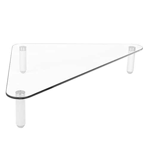 Kantek Glass Corner Monitor Riser, 19.7" x 11" x 3.25", Clear, Supports 40 lbs - size: Corner