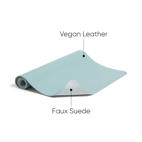 Smead Desk Pad, Vegan Leather Desk Mat with Non-Slip Faux Suede Backing, Perfect Desk Organizer for Office Decor, 23.6” x 13.7” Small, Superior Blue (64840) - color: Blue, size: 13.7" x 23.6"