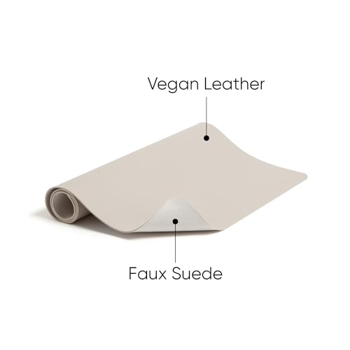Smead Desk Pad, Vegan Leather Desk Mat with Non-Slip Faux Suede Backing, Perfect Desk Organizer for Office Decor, 23.6” x 13.7” Small, Sandstone (64836) - color: Beige, size: 13.7" x 23.6"