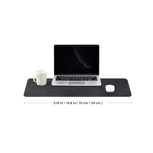 Distressed Leather Desk Mat - Non-Slip PU Desk Pad for Office and Home - Desk Organization and Accessories - Ideal for Large Mouse Pad and Desk Mats on Top of Desks(Charcoal Black,27.6"x 13.8") - color: Charcoal Black, size: 27.6" x 13.8"
