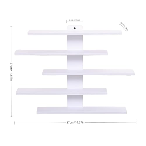 5-Tier Floating Wall Mounted Shelves, Wall Display Storage Shelf for Anime Figurines, Dolls, Plants & Statues, Decorative Organizer for Bedroom, Living Room, Study, Kids Room(White) - color: White