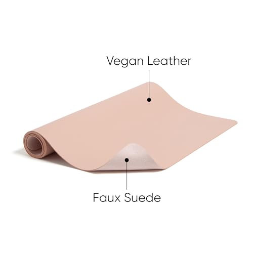 Smead Desk Pad, Vegan Leather Desk Mat with Non-Slip Faux Suede Backing, Perfect Desk Organizer for Office Decor, 36” x 17” Large, Dusty Rose (64829) - color: Pink, size: 17" x 36"