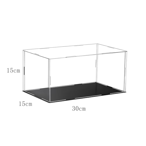 Clear Acrylic Display Case, 12x6x6 inch (30x15x15 cm) | Assemble Cube Display Box, Black Base, Dustproof Protection, For Collectibles Memorabilia Figurines - size: 12 x 6 x 6 inches