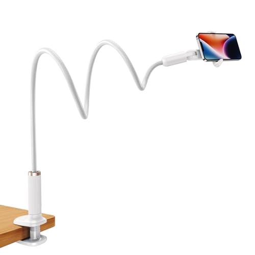 Gooseneck Phone Holder for Bed, Flexible Long Arm Cell Phone Stand with Clamp Mount, 900°Rotation Overhead Phone Mount for Bedside,Headboard,Desk, Universal for 4-7" Phone (35.43 Inches Length) - size: 35.43 Inches Length