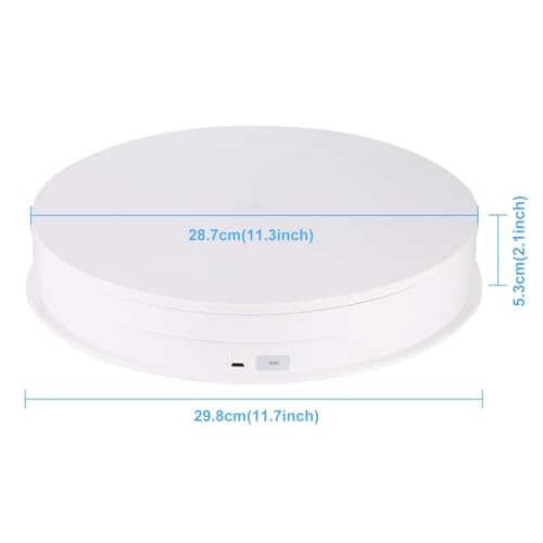 PULUZ 360 Degree Photography Turntable Rotating Display Stand, 11.2in(28cm) Diameter 360 Degree Turntable Display Stand for Photography Video Shooting Props Jewelry, Max Load 44Lb (White) - size: 11.3inch/White