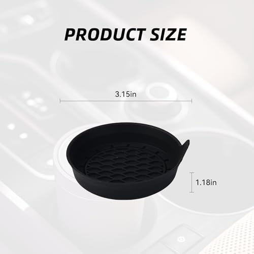 4PCS Car Cup Holder Coaster, Silicone Non-Slip Vehicle Cup Holder Insert Pads, Automotive Interior Insulation Drink Cup Mats Decor Accessories, Universal for SUV, Sedan, Truck (Black) - color: Black