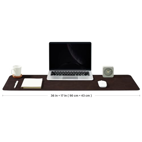 Distressed Leather Desk Mat - Non-Slip PU Desk Pad for Office and Home - Desk Organization and Accessories - Ideal for Large Mouse Pad and Desk Mats on Top of Desks(Espresso,36"x 17") - color: Espresso, size: 36" x 17"