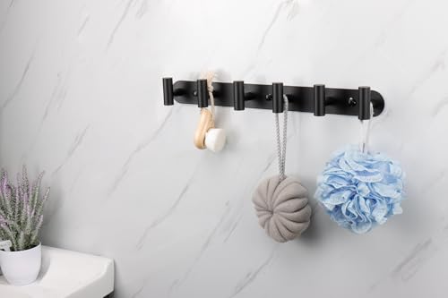 Coat Hook Rack, Wall Mounted Coat Rack with 12 Hooks, Heavy Duty Towel Hooks Rack Wall Hooks for Hanging Clothes, Stainless Steel Coat Hanger for Bathroom Entryway Mudroom(Matte Black) - color: Matte Black, size: 12 Hook