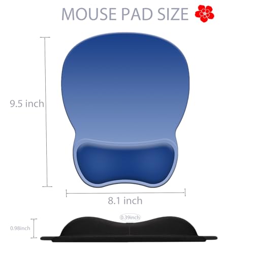 Ergonomic Mouse Pad with Wrist Rest, Comfortable Gel Concave Mouse Pad with Non-Slip Base, Pain Relief Mouse Pads with Smooth Wrist Support for Office & Home (Gradient Blue) - color: Gradient Blue