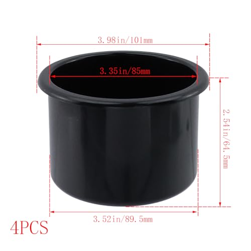 Dnyta 4pcs 4"x2.6" Black Plastic Cup Holder Insert, Sofa Recliner Car Seat Cups Holder Replacement, Couch Cups Poker Table Cup Holders, for Table, Sofa, Boat, Truck, Car, Recline - color: 4pcs, Black, size: 4" x 2.6", Regular style