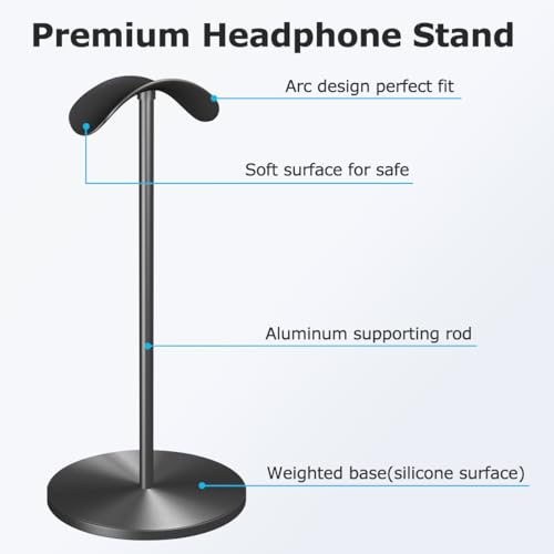 Headphone for Desk Hanger Holder Organizer Keeper Racks Storage Mount Gaming Headset Stand Premium Functional Craftmanship Headset Stand (Metallic Black) - color: metallic black