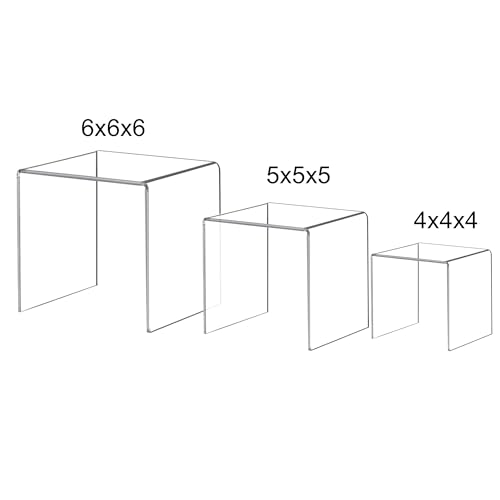 Acylic Riser Square Display Stand For Cupcakes, Arts and Crafts (Clear, 6P-4&5&6INCH) - color: Clear, size: 6P-4&5&6INCH