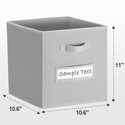 11x11 storage cube bins (Set of 10) Foldable Fabric storage cubes with 10 Labels Window Cards & a Pen,11 inch cube storage bin,Closet Organizers for Shelves,Cubby Organizer Boxes,Light Grey - color: Light Grey, size: 11"