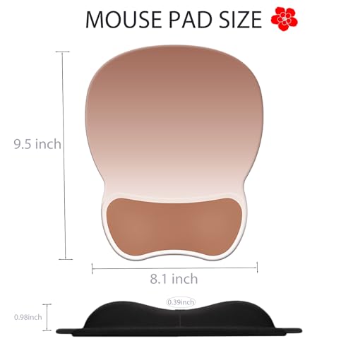 Ergonomic Mouse Pad with Wrist Rest, Comfortable Gel Concave Mouse Pad | Pain Relief Mouse Pads with Smooth Wrist Support for Office & Home Gradient Light Brown - color: Gradient Light Brown