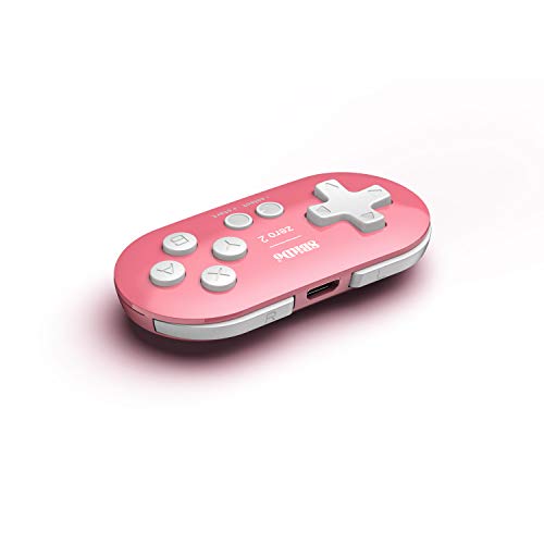 8Bitdo Zero 2 Bluetooth Gamepad Keychain Sized Mini Controller with Mobile Clip for Switch, Windows, Android (Pink Edition) - color: Pink