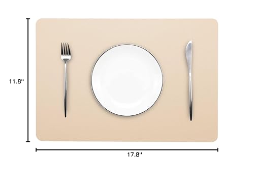 Wipeable Placemats Leather Table Mats Waterproof Heat-Resistant Easy to Clean for Dining Table Set Kitchen Table (2, Buff) - color: Buff, size: set of 2