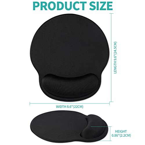 eulps Mouse Pad with Wrist Rest, Comfortable Computer Mousepad with Gel Wrist Support Smooth Surface and Non-Slip PU Base for Pain Relief, Laptop, Office & Home (Black) - color: Black