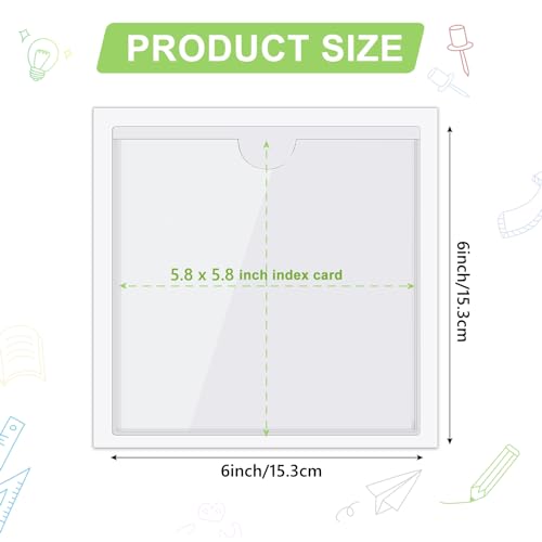 30 Pack Self-Adhesive Index Card Pockets with Top Open for Loading - Ideal Index Card Holder for Organizing and Protecting - Crystal Clear Plastic(6 x 6 Inches) - size: 6 x 6 Inches