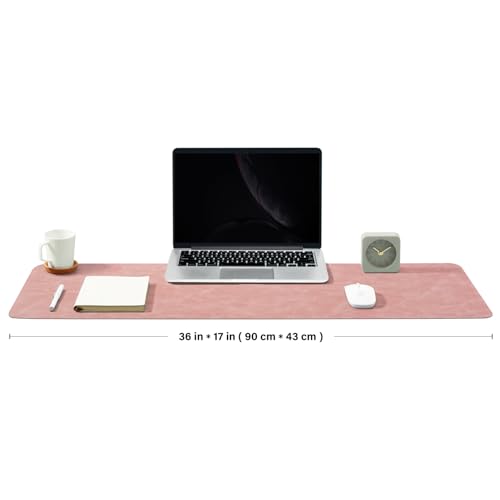 Distressed Leather Desk Mat - Non-Slip PU Desk Pad for Office and Home - Desk Organization and Accessories - Ideal for Large Mouse Pad and Desk Mats on Top of Desks(Dusty Rose,36"x 17") - color: Dusty Rose, size: 36" x 17"
