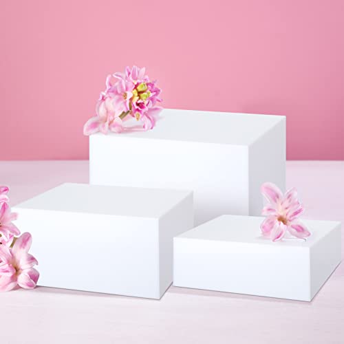 Tuanse 6 Pcs Buffet Risers, Food Risers for Buffet Table, Display Stand for Catering Dessert Collectibles Jewelry Figures Show, 5 Sided Acrylic Cube Display Organizer Acrylic Cube Boxes(White) - color: White