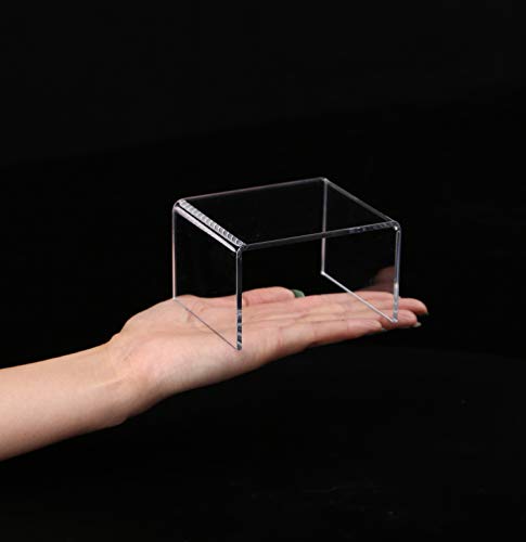 Jusalpha 6 -Piece Strong Clear Acrylic Rectangular Riser For Retail, Shelf Showcase Fixtures for Jewelry, Display Stand for Amiibo Funko POP Figures, Cupcakes, Food Display (2) - size: Medium, 2 Sets