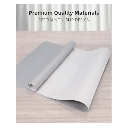 Non-Slip Leather Desk Mat, 27.6×11.8 Inch Waterproof Laptop Computer Desk Keyboard Pad, Large Mouse Pad for Office,Work, Home, Decor (Light Grey) - color: Light Grey