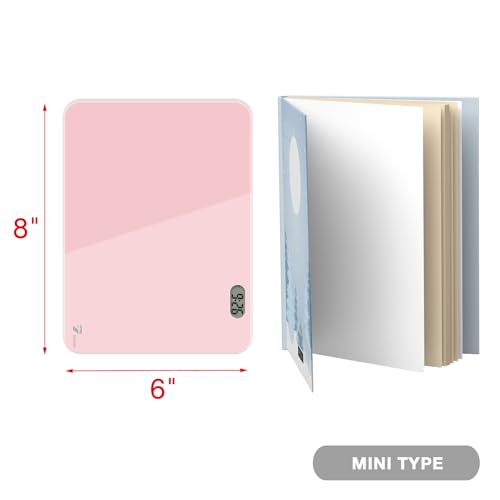 Small Glass Desk Whiteboard Dry-Erase Board with Clock, Small Travel Reminder Clock Keychain with Desk Notepad, Time Table Whiteboard for Desk Digital LED Light Display, 8x6 in with Accessories, Pink - color: Pink With Clock