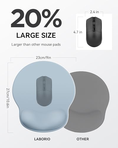 Laborio Mouse Pad with Wrist Rest, Ergonomic Mouse Pads for Desk, Office Non-Slip Mousepad with Gel Wrist Support(Light Blue, 10.6''L x 9''W) - color: Light Blue