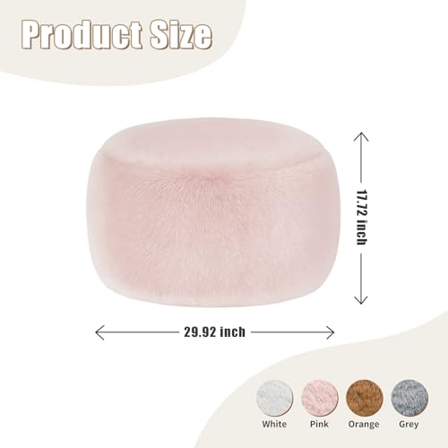 Gericco Round Stuffed Pouf Ottoman for Foot Rest, A Round Modern Foam Filled Poufs, Floor Chair for Living Room, Nursery, Dorm, A Soft Modern Foot Stool Perfect to Rest Your Feet (Pink, 29Inch) - color: Pink, size: 29.9"D x 29.9"W x 17.7"H