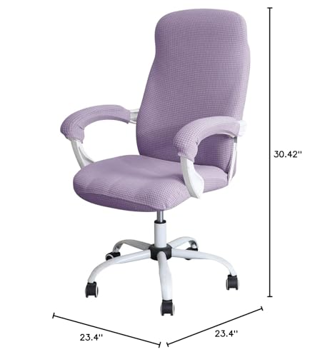 FORCHEER Office Chair Cover Water Repellent Jacquard Armrest Swivel Chair Slipcovers Removable Stretch Universal Computer Chair Cover L with Chair Arm Cover 2P-Purple - color: Purple, size: Large+Chair-Arm Cover