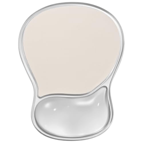 EooCoo Ergonomic Waterproof Mouse Pad with Gel Wrist Rest Support | Middle Concave Design, Leather Mouse Pad, Relieve Wrist Pain, Non-Slip Base, Office Desk Accessories, Non-Slip Base - color: Transparent White