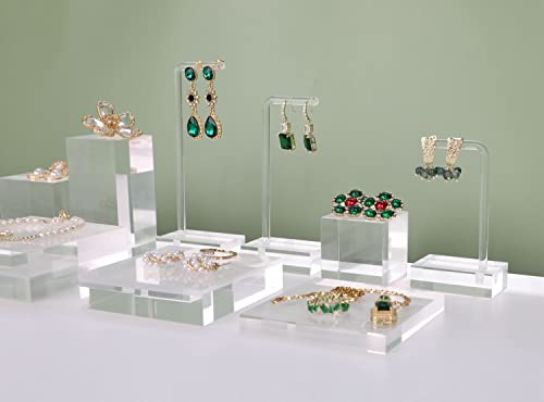 2pcs Acrylic earring display risers, Jewelry display riser stand, clear ring risers for display selling【2pcs 1.57 L x1.57 W x1.57 H inch】 - size: 1.57 L x1.57 W x1.57 H inch 2pcs