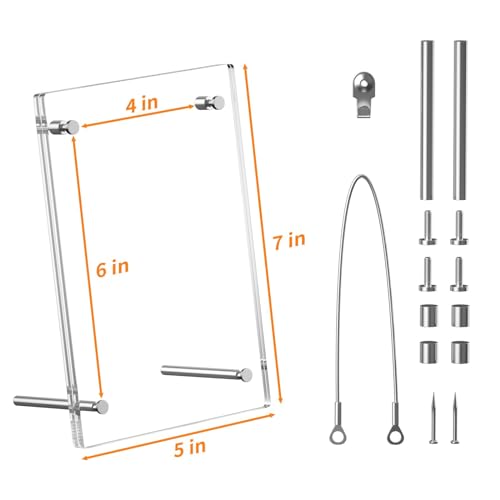 AITEE 4x6 Acrylic Picture Frames 2 Pack, Clear Desk Picture Frames with Stand, Modern Frameless Floating Frames Lucite Transparent Square Cubes Frame for Wall & Desktop Display Gift for Home Office - size: 4 x 6