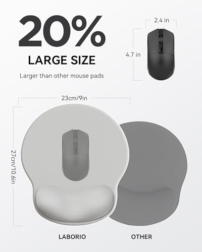 Mouse Pad with Wrist Rest, Ergonomic Mouse Pads for Desk, Office Non-Slip Mousepad with Gel Wrist Support(Light Gray, 10.6''L x 9''W) - color: Light Grey