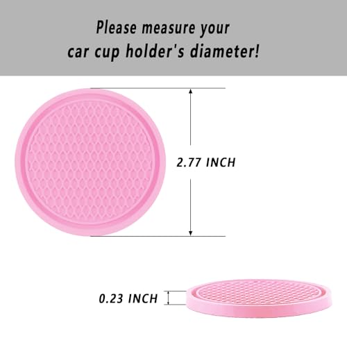 ZSDY Car Cup Coaster, 4PCS Universal Auto Non-Slip Cup Holder Embedded in Ornaments Silicone Coaster, Car Interior Accessories Sets, Pink - color: Pink
