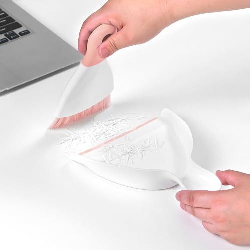 NACENA Mini Dustpan and Brush Set, Small Broom and Dustpan Set Dust Pan and Mini Hand Broom Dustpan and Broom Combo Compact for Home Table Keyboards Sofa Kitchen, Pink - color: Pink, size: 1-Pack