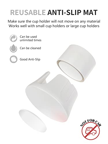 Anti-Spill Cup Holder, Drink Coaster with Anti-Slip Mat Fits Drink for Home Office Outdoors (White)