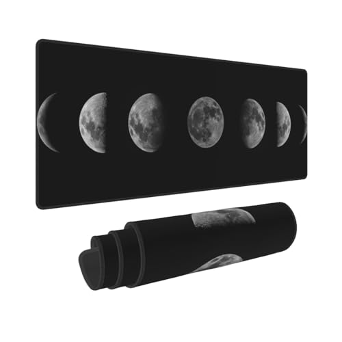 Moon Gaming Mouse Pad, Mystic Universe Stars Art Galaxy Large Extended Desk Mat 11.8X 31.5 inches with Non-Slip Base & Stitched Edges, Waterproof Desk Mat for Office, Home, Laptop, Computer Keyboard - color: Moon_12