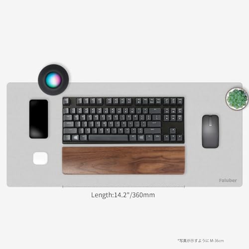 Faluber Wooden Wrist Rest, 14.3-inch Length and 20mm Thickness for Tenkeyless Keyboard, Walnut Wood Palm Rest, Ergonomic Design for Mechanical Gaming Keyboard, Stain Resistant (Medium, Walnut Wood) - color: Walnut Wood, size: Medium