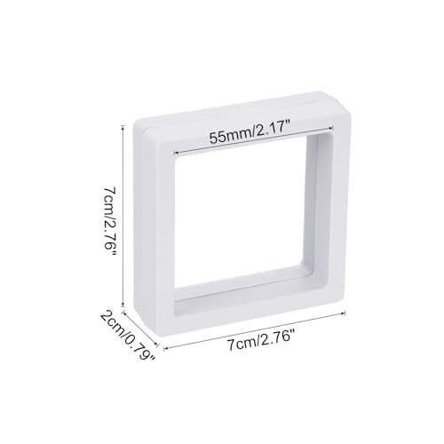 MECCANIXITY Floating Frame Display Holder Stand 3D Jewelry Display Box 2.76 x 2.76 x 0.79 Inch White for Ring Necklace Bracelet Earring Pack of 2 - color: White, size: 2.76 x 2.76 x 0.79 inch