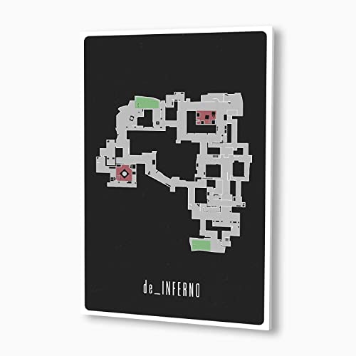 SnooozeWorks CS Inferno Map Poster - Premium Gaming Wall Art, Unframed Perfect Decor for Gamers (12"x18") - size: 12"x18"