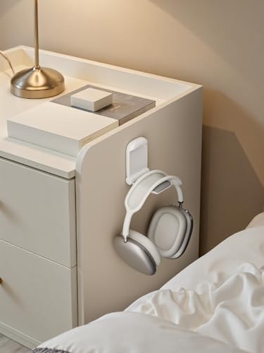 MAMUVIMO Headphone Stand, 2 Pack Headset Stand Foldable&Sticky, Headphone Holder Hook Mount with Non-Slip Silicone, Adhesive Earphone Desk Hanger Clip Space-Saving for Airpods Max, All Earphones White - color: White, size: 2 Pack