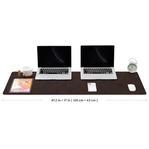Distressed Leather Desk Mat - Non-Slip PU Desk Pad for Office and Home - Desk Organization and Accessories - Ideal for Large Mouse Pad and Desk Mats on Top of Desks(Espresso,47.2"x 17") - color: Espresso, size: 47" x 17"