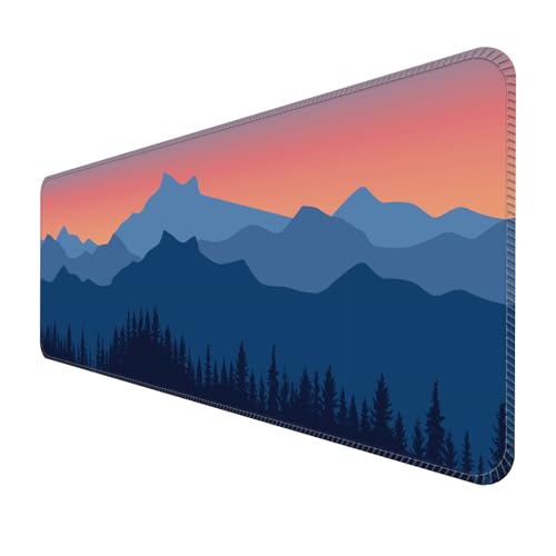 Large Gaming Mouse Pad, Full Keyboard Mat, Long Laptop Mousepad, Computer Mouse Mat for Home and Office, Anti-Slip Rubber Base, 31.5 x 11.5 Inches (Purple Mountain) - color: Purple Mountain