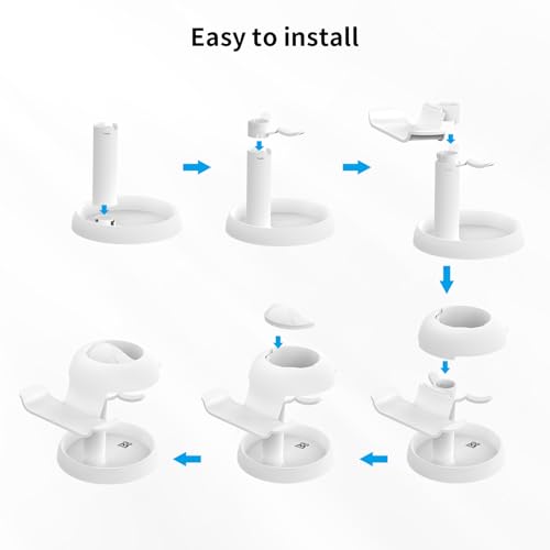 AMVR Stand Holder Compatible with Meta Quest 3s/Quest 3/Vision Pro/Quest 2/Pico 4/for PSVR 2 - Universal VR Headset Display Dock, Stable Bracket Storage Round Base, Mount Install Easy - color: White