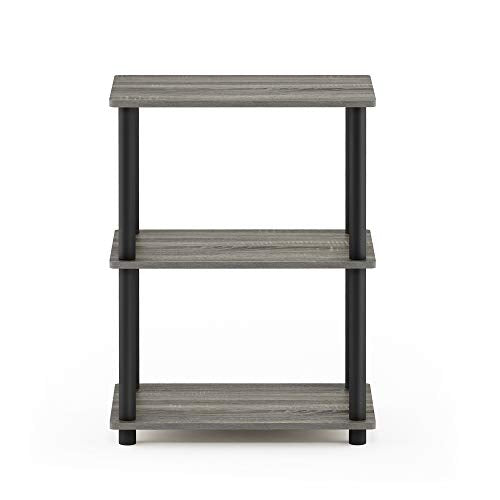 Furinno Turn-N-Tube No Tool 3-Tier Storage Shelf, Narrow, French Oak Grey/Black - color: French Oak Grey/Black, size: 3-Tier Narrow