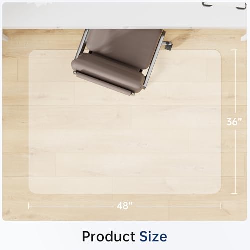 Office Chair Mat for Hardwood Floor - 36 x 48'', Transparent Computer Desk Chair Mat Easy Glide Floor Protector Mat for Rolling Chairs Office & Home - color: Clear, size: 36'' x 48'' Rectangle